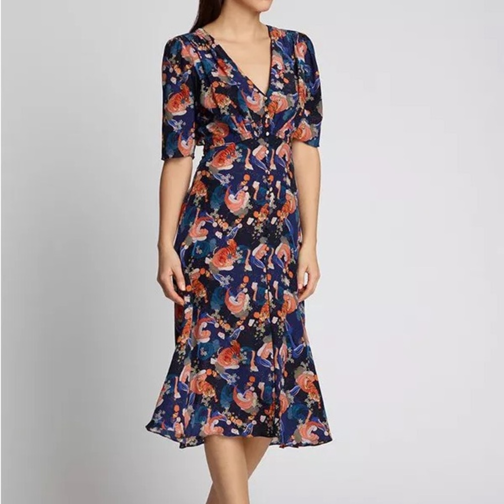 Saloni Eve B Tiger Print Midi Dress
